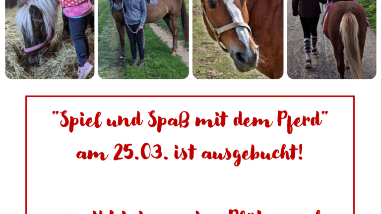 Spiel und Spaß am 25. März ist ausgebucht!